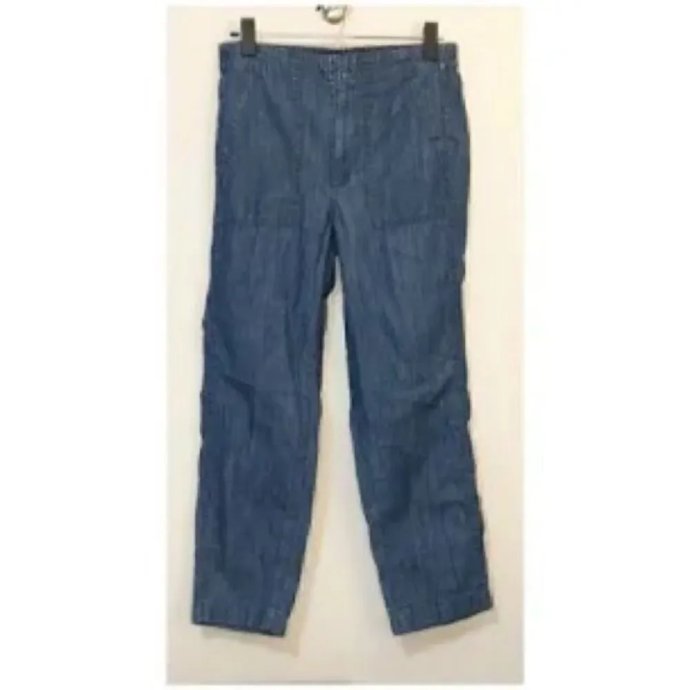 J. Crew NWOT Zip Up Indigo Seaside Cropped High Rise Pants. Size 4.